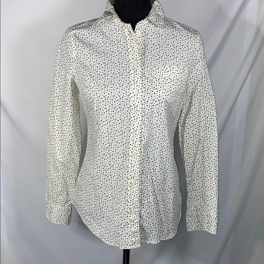 J. Crew Celestial Black White Micro Star Constellation Button Down Shirt XS